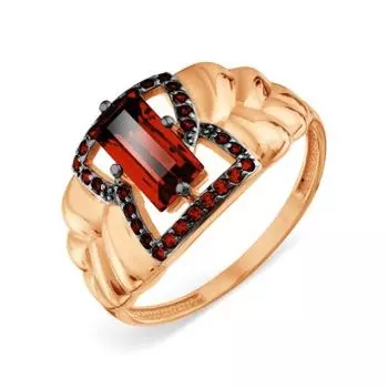 Кольцо с гранатом и фианитами Линии Любви