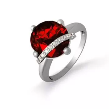 Кольцо с гранатом и фианитами Линии Любви