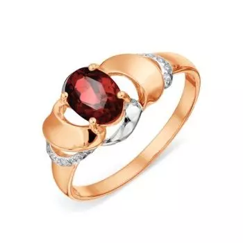 Кольцо с гранатом и фианитами Линии Любви