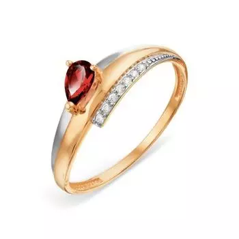 Кольцо с гранатом и фианитами Линии Любви