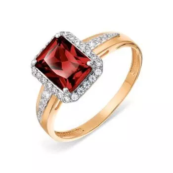 Кольцо с гранатом и фианитами Линии Любви