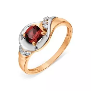 Кольцо с гранатом и фианитами Линии Любви