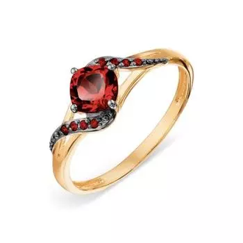 Кольцо с гранатом и фианитами Линии Любви
