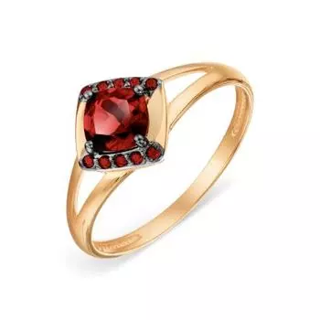 Кольцо с гранатом и фианитами Линии Любви