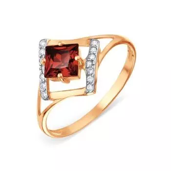 Кольцо с гранатом и фианитами Линии Любви