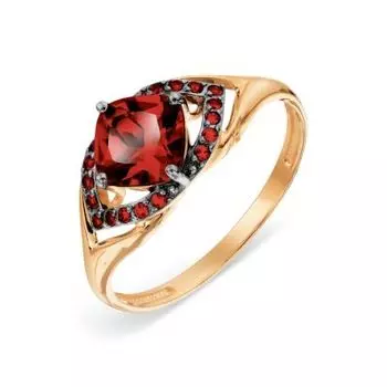 Кольцо с гранатом и фианитами Линии Любви