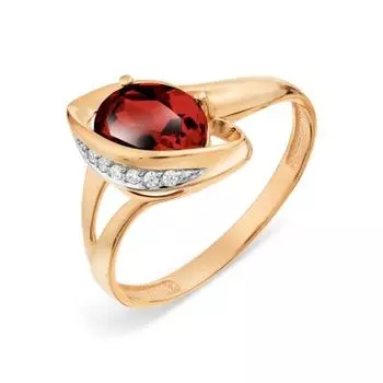 Кольцо с гранатом и фианитами Линии Любви