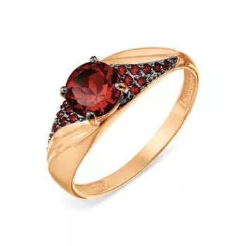 Кольцо с гранатом и фианитами Линии Любви