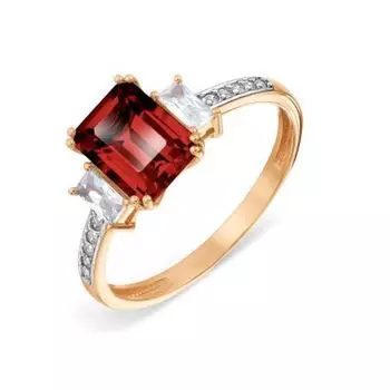 Кольцо с гранатом и фианитами Линии Любви