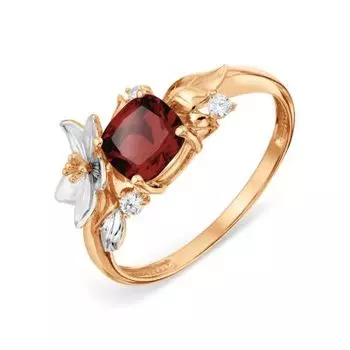 Кольцо с гранатом и фианитами Линии Любви