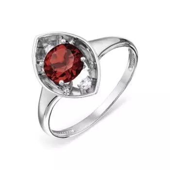Кольцо с гранатом и фианитами Линии Любви