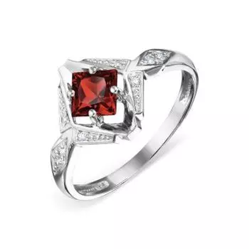 Кольцо с гранатом и фианитами Линии Любви