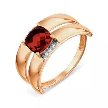 Кольцо с гранатом и фианитами Линии Любви