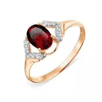 Кольцо с гранатом и фианитами Линии Любви