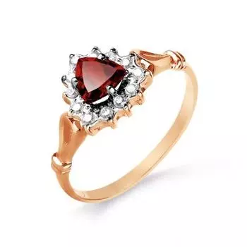 Кольцо с гранатом и фианитами Линии Любви