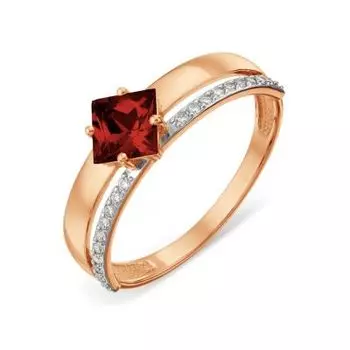 Кольцо с гранатом и фианитами Линии Любви