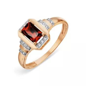 Кольцо с гранатом и фианитами Линии Любви