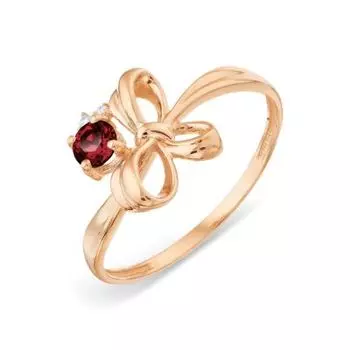 Кольцо с гранатом и фианитами Линии Любви