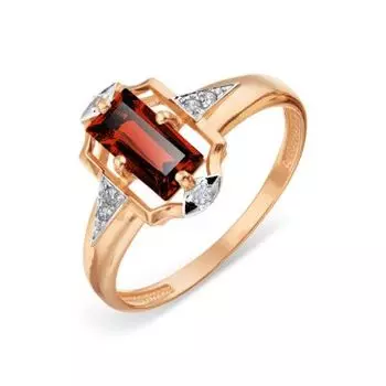 Кольцо с гранатом и фианитами Линии Любви