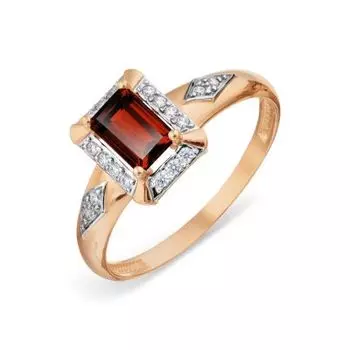 Кольцо с гранатом и фианитами Линии Любви