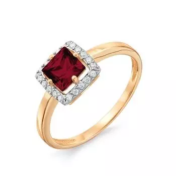 Кольцо с гранатом и фианитами Линии Любви