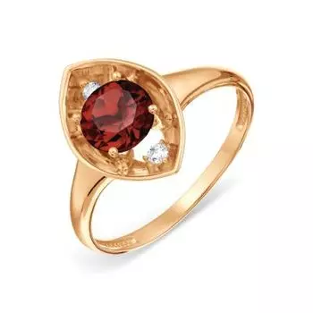Кольцо с гранатом и фианитами Линии Любви