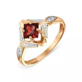 Кольцо с гранатом и фианитами Линии Любви