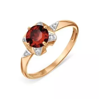 Кольцо с гранатом и фианитами Линии Любви