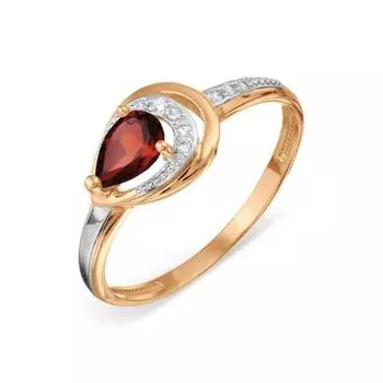 Кольцо с гранатом и фианитами Линии Любви