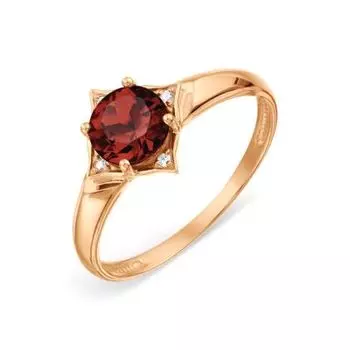 Кольцо с гранатом и фианитами Линии Любви