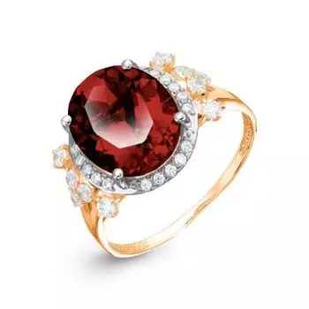 Кольцо с гранатом и фианитами Линии Любви