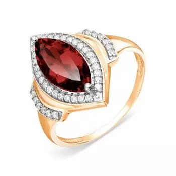 Кольцо с гранатом и фианитами Линии Любви