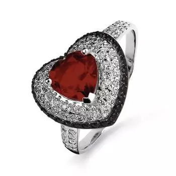 Кольцо с гранатом и фианитами Линии Любви