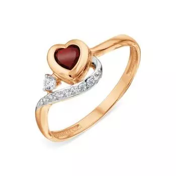 Кольцо с гранатом и фианитами Линии Любви