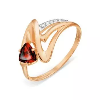 Кольцо с гранатом и фианитами Линии Любви