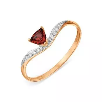 Кольцо с гранатом и фианитами Линии Любви