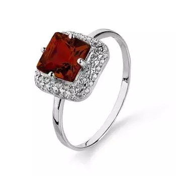 Кольцо с гранатом и фианитами Линии Любви