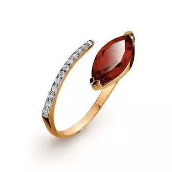 Кольцо с гранатом и фианитами Линии Любви
