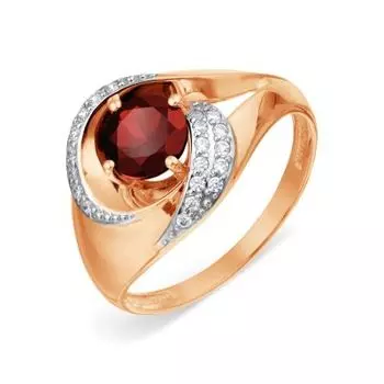 Кольцо с гранатом и фианитами Линии Любви