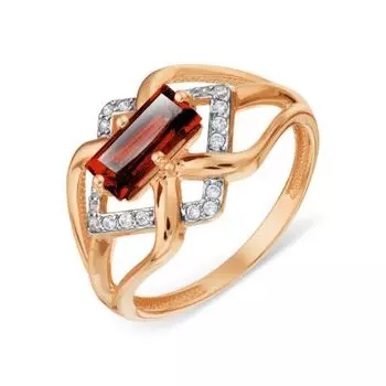 Кольцо с гранатом и фианитами Линии Любви