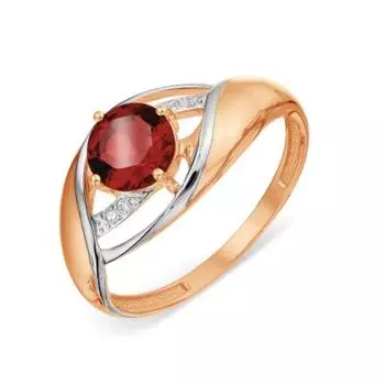 Кольцо с гранатом и фианитами Линии Любви