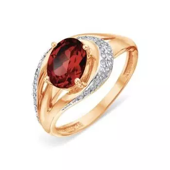 Кольцо с гранатом и фианитами Линии Любви