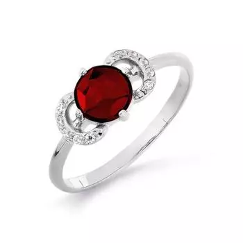 Кольцо с гранатом и фианитами Линии Любви