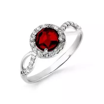 Кольцо с гранатом и фианитами Линии Любви