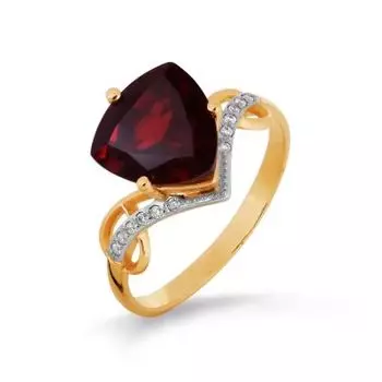 Кольцо с гранатом и фианитами Линии Любви