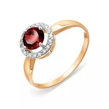Кольцо с гранатом и фианитами Линии Любви
