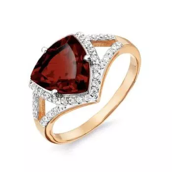 Кольцо с гранатом и фианитами Линии Любви