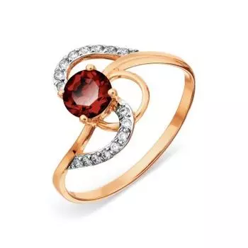 Кольцо с гранатом и фианитами Линии Любви