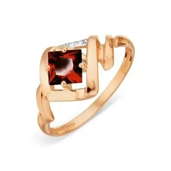 Кольцо с гранатом и фианитами Линии Любви