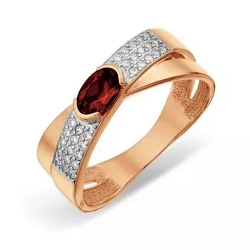 Кольцо с гранатом и фианитами Линии Любви